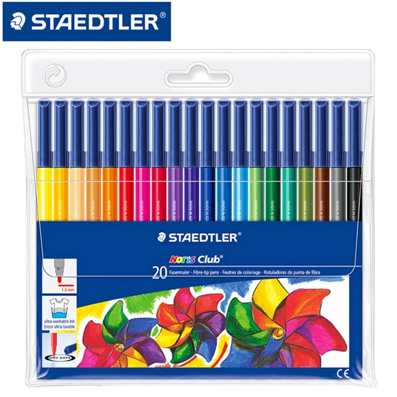 Упаковка из 20 Staedtler 326WP20 Noris Club Fibre-Tip Pen с бумажником-разные цвета | Канцтовары для