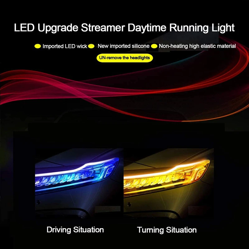 

Assembly Car Light For Universal Car Flexible Soft Tube Guide Headlamp LED DRL Light Yellow White Blue Red 3 Size Bluetooth Lamp