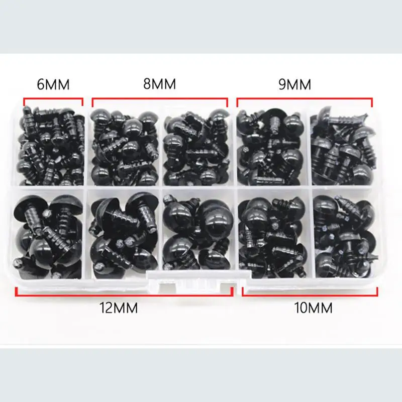 Глаза черные для игрушек 8/10/12 мм 100 шт. |