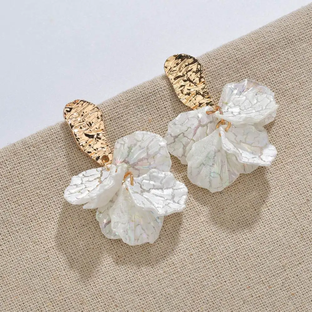 2019 новые модные корейские висячие серьги с белыми ракушками и лепестками цветов