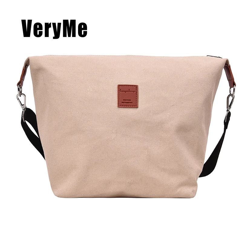 

VeryMe Large Capacity Canvas Bucket Bag High Quality Messenger Crossbody Pack Vintage Fashion Female Handbags 2021Borse Da Donna