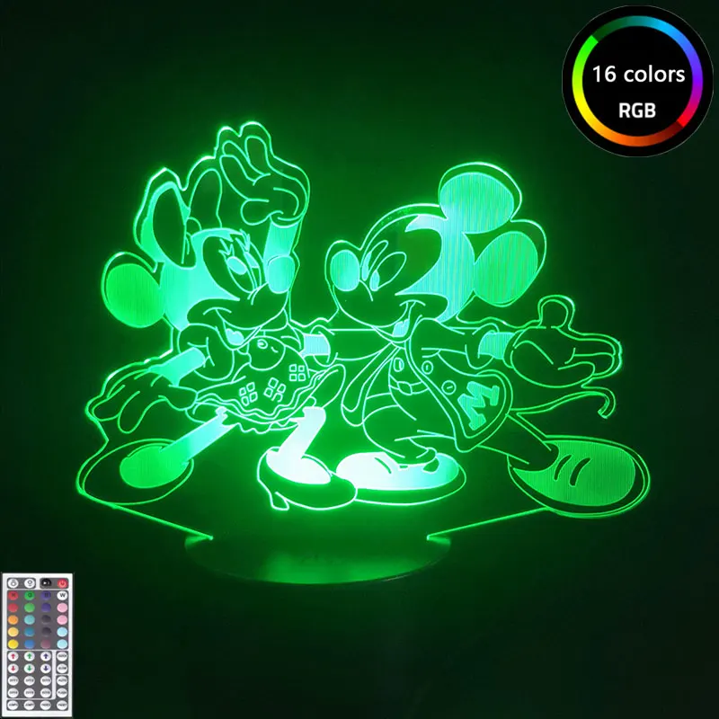 Фигурка Диснея танцующая Микки и Минни Маус светодиодный ночсветильник