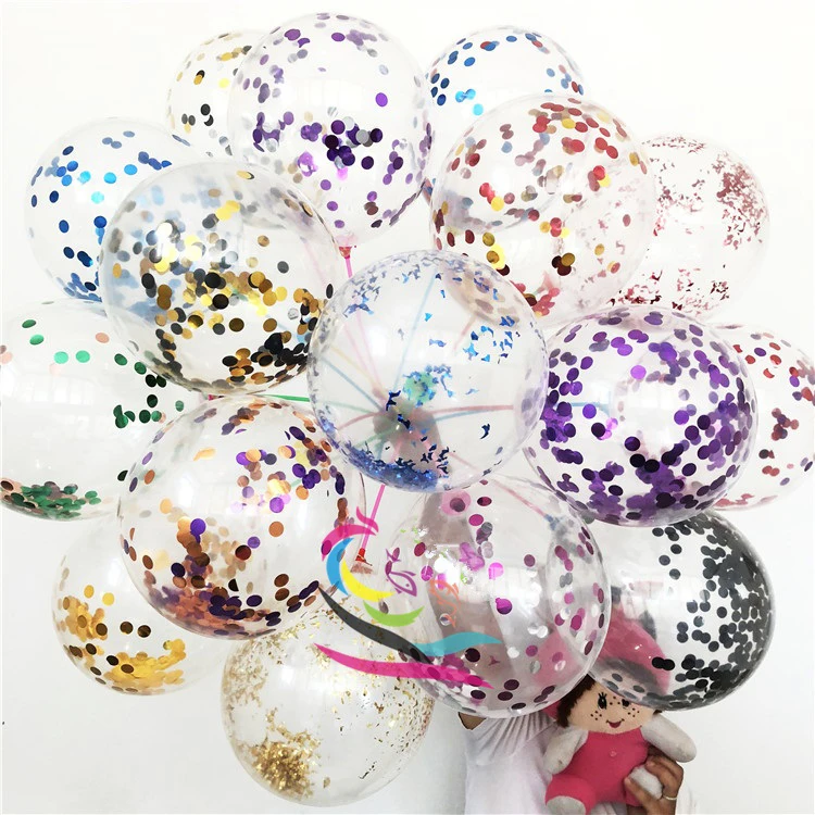 5/10 шт. 12 дюймовые золотые серебряные цветные надувные гелиевые шары с конфетти из
