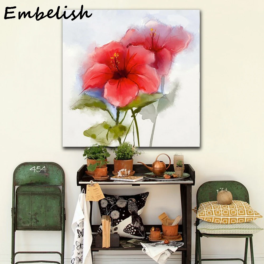 1 шт. красивые красные цветы и листья Современный домашний декор Плакаты для