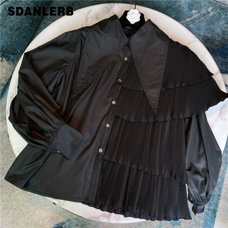 Женская блузка с длинным рукавом весна лето Ретро стиль отворотом