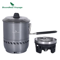boundless voyage camping windproof cooking system with heat exchanger pot outdoor stove cycling picnic gas reactor cooker bvs01