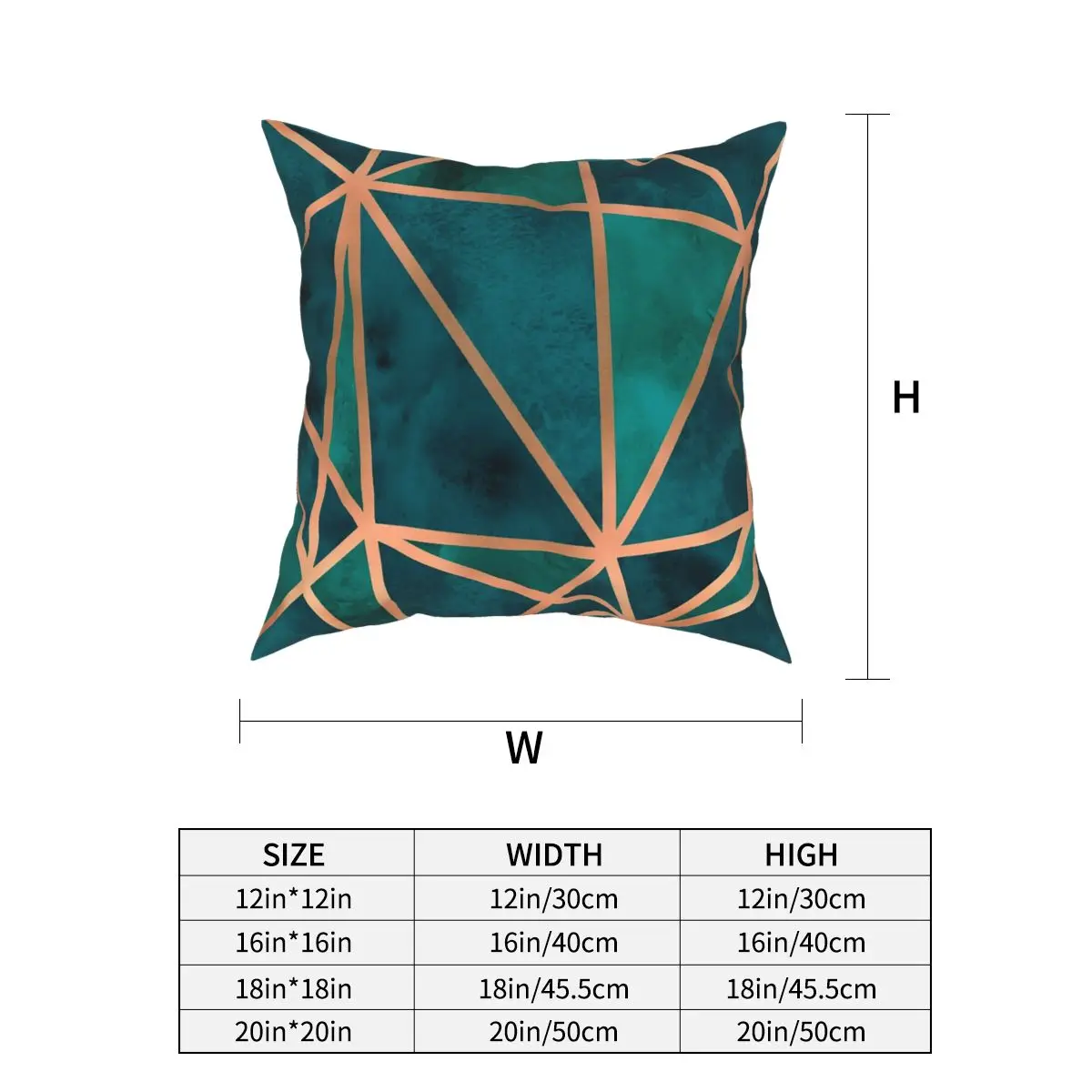 Медный геоизумрудный квадратный чехол для подушки из полиэстера креативный