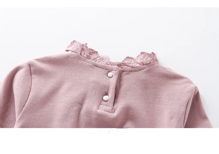 New Girls Dresses 2pcs Sets Kids Autumn Clothes Pearl Denim Vest Long Sleeve Lace Princess Dress Bow Pink Children Outfits Size