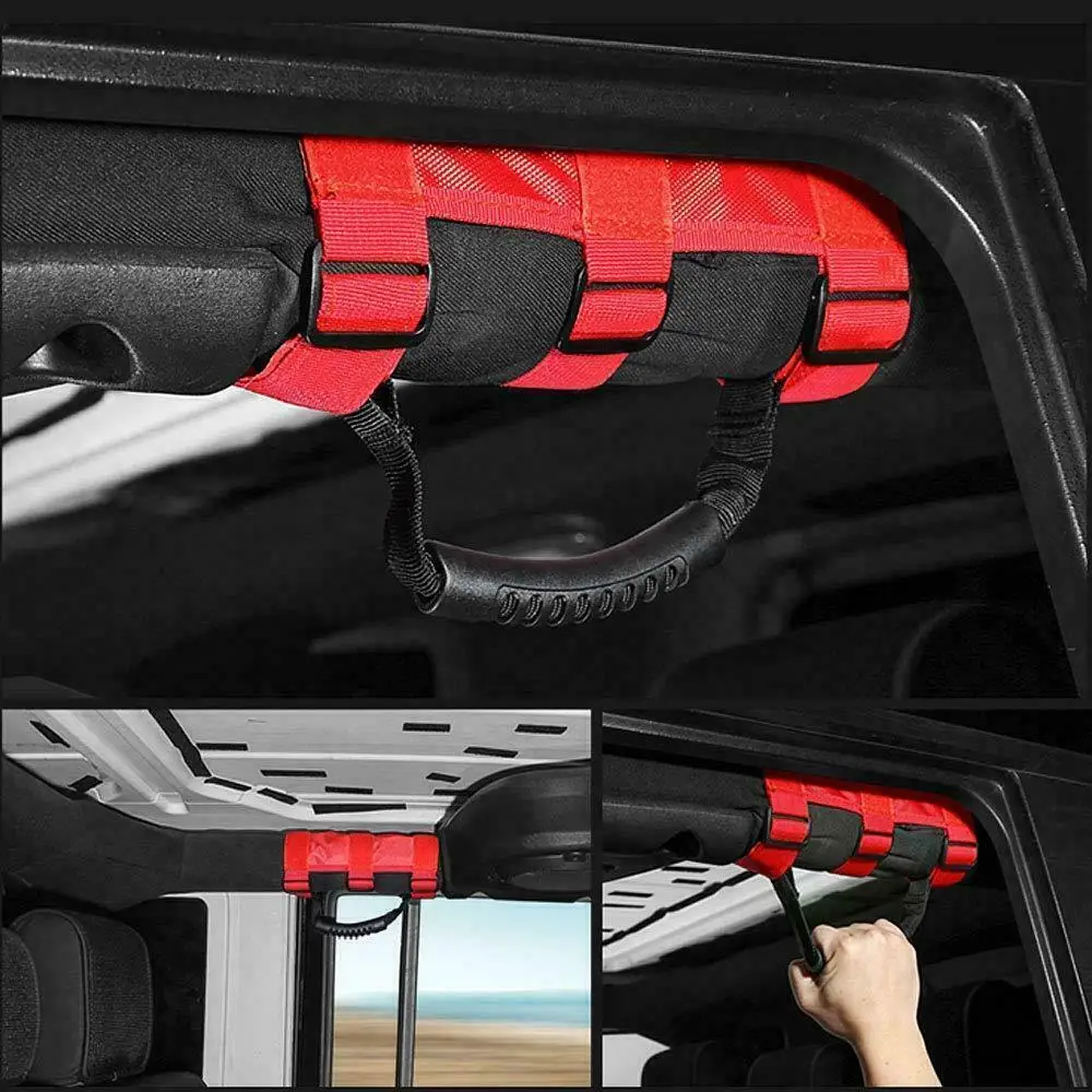 CarBole 4 шт. рулон рукоятка для захвата Jeep Wrangler YJ TJ JK JL JLU красные автомобильные