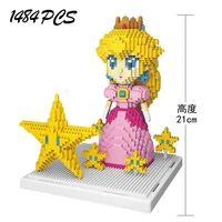 new star princess pink girl 3d model diamond small building block puzzle assembly children girl toy gift