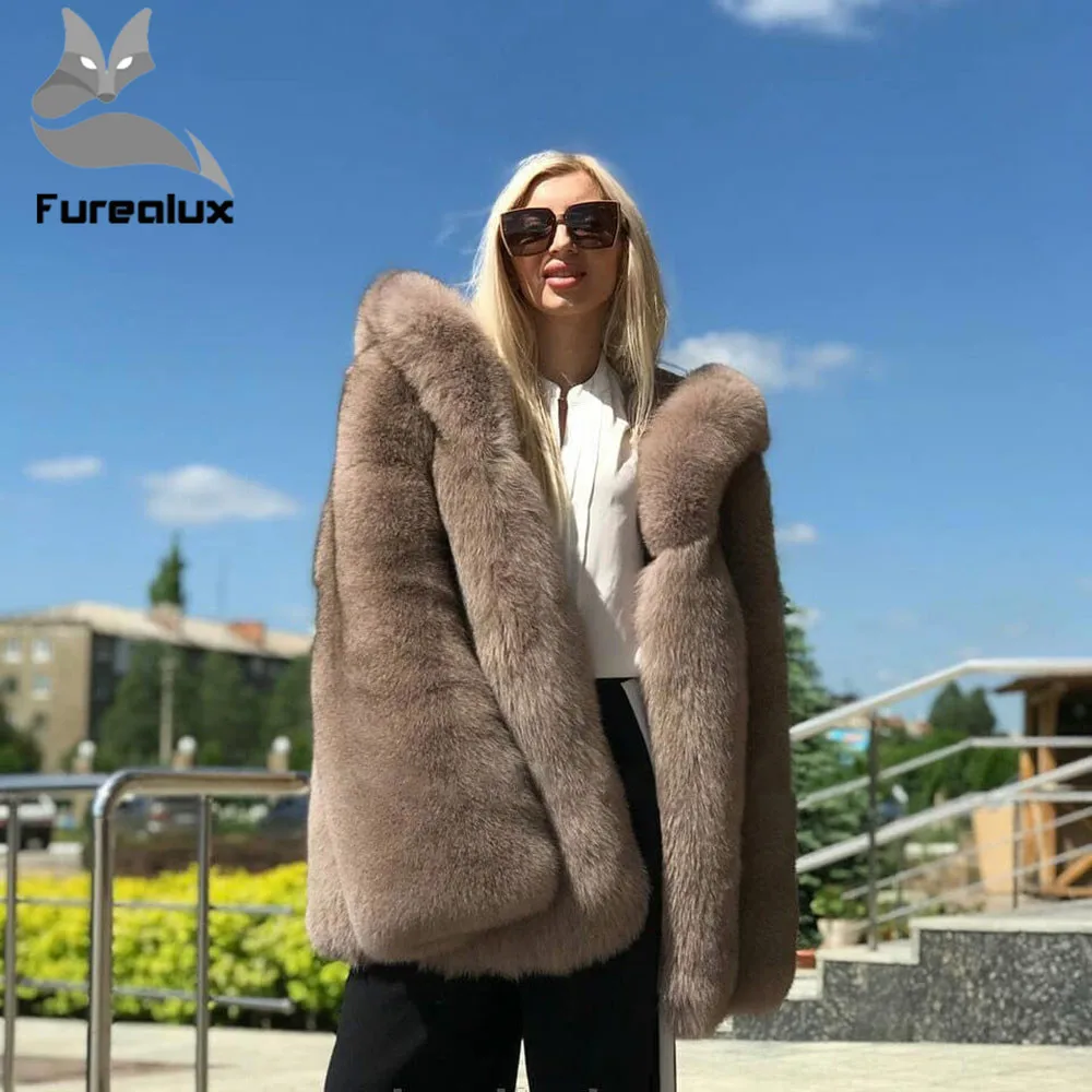 Новинка 2019 Женское пальто Furealux из натурального Лисьего меха Женская куртка
