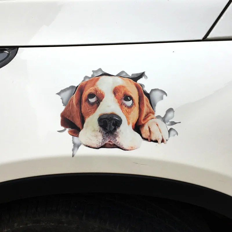 3D милая собака щенок боковые автомобильные наклейки отражающие стикер