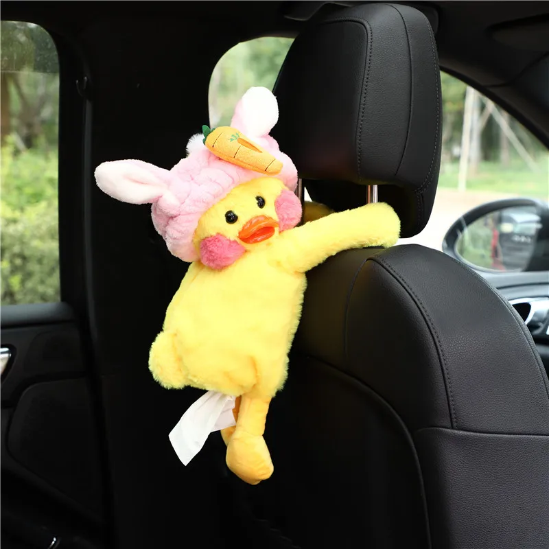 Cartoon Car Tissue Box Cute Duck Chair Back Hanging Pumping Multifunctional Plush Soft Suitable for Children | Автомобили и