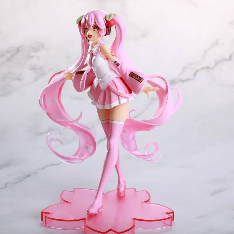

19CM High Quality Anime Hatsunee Miku Pink Sakura Ver PVC Statue Action Figure Speelgoed Girls Model Toys for Kids