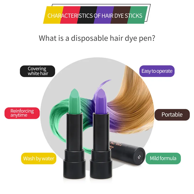 Niceface бренд сексуальная 6 цветов одноразовая краска для волос красный черный