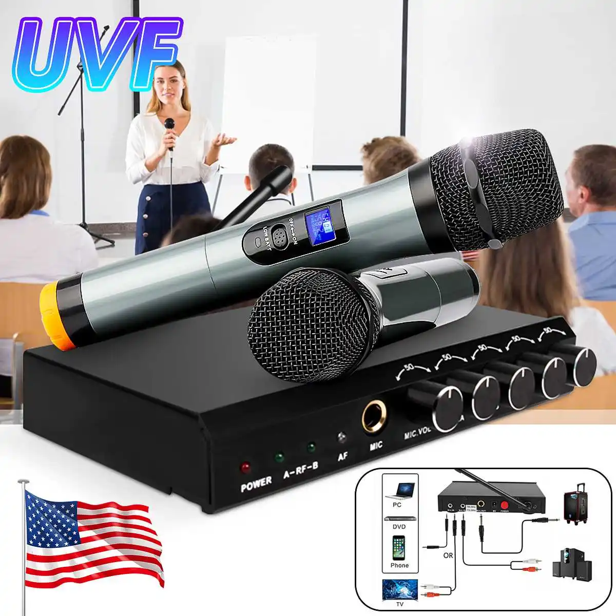 

ARCHEER VHF Dual Channels Handheld Micorphone Systems Wireless bluetooth Microphone System Portable Singing Mixer Karaoke