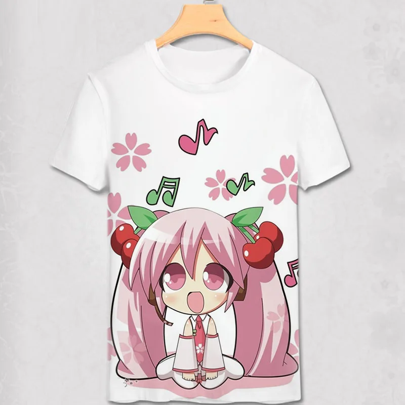 22 Новинка, футболка vocaloid Hatsune Miku, аниме, известная японская анимация, новинка, летняя мужская футболка, карнавальный костюм, Милая футболка - Цвет: 22