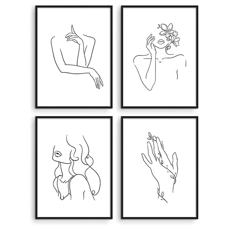 

12X16 дюймов минималистский со штриховыми рисунками; Забавная набор отпечатков 4 Wall Art минималистский живопись минималистичные настенные худ...