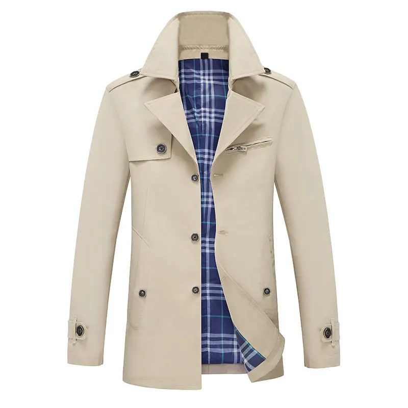Мужская Осенняя ветровка мужской длинный Тренч для отдыха мужское однотонное