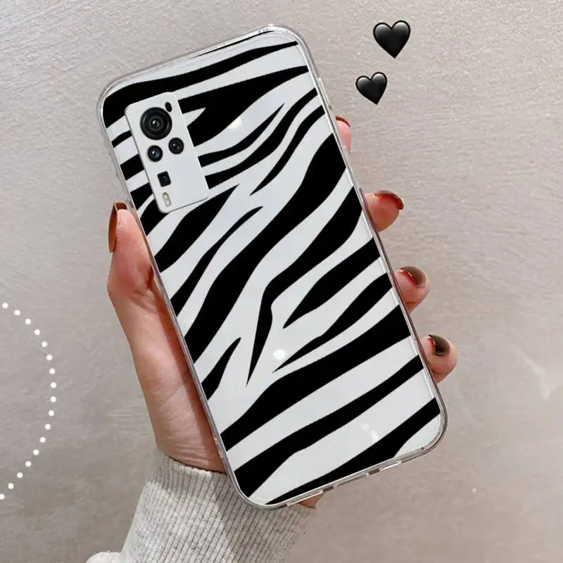 

Fashion Leopard zebra Pattern Phone Case Transparent for vivo X 50 60 30 21 27 20 7 9 i s pro plus protective shell cover