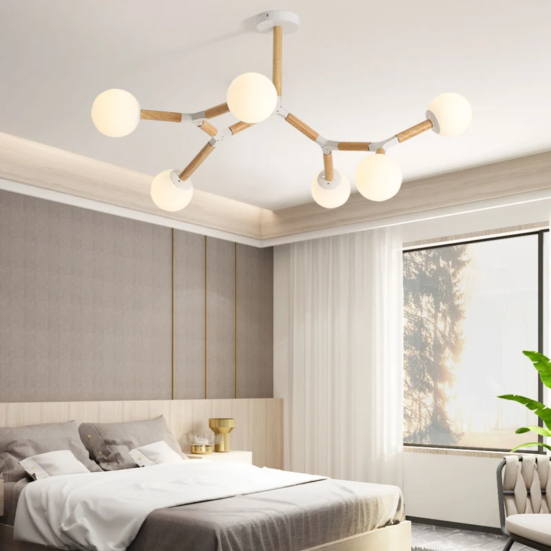 

Modern Wooden Chandeliers Light Nordic Dining Room Kitchen Light Led Pendant Chandelier Hanging Lamp For Bedroom Avize Lustre