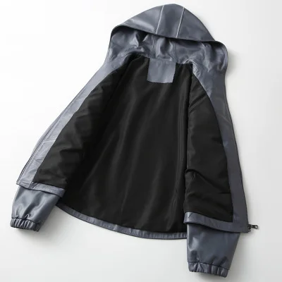 Женская Весенняя куртка из натуральной овечьей кожи с капюшоном |