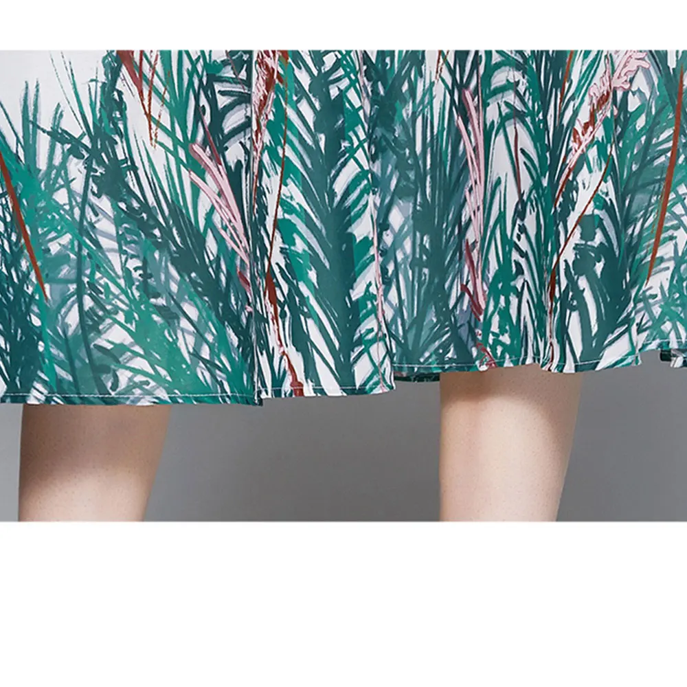 

Merchall 2021 Fashion Woman Vintage Chiffon Turn Down Collar Dress Retro Bohe Flower Print Sashaes Holiday Party Dresses M66187