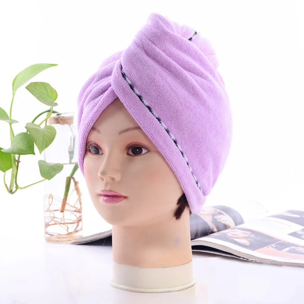 2PCs Microfiber Bath Towel Hair Quick Drying Lady Bath Towel Soft Shower Cap Hat for Lady Man Turban Head Wrap Bathing Tools#S