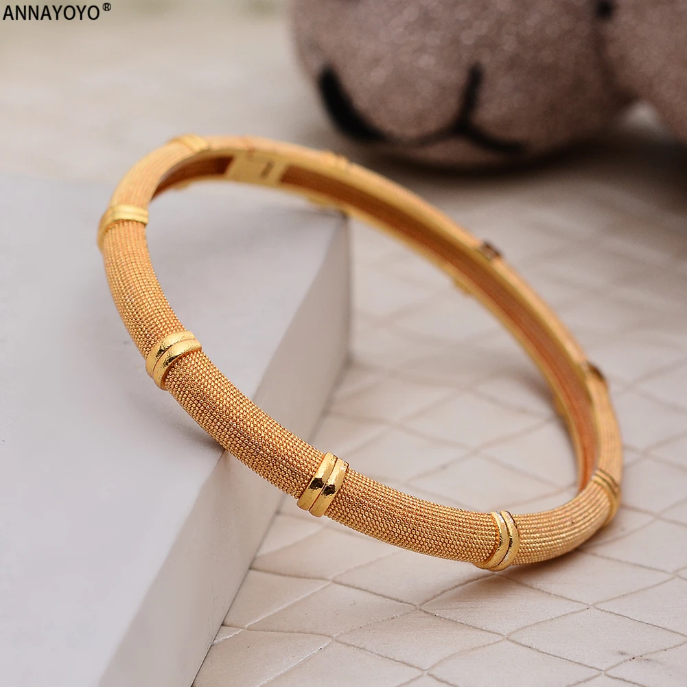 

Annayoyo 1pcs Wholesale Fashion Dubai Bangle Jewelry Gold Color Ethiopian Bracelet for Women African Arab Items