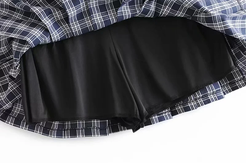 Женская плиссированная мини-юбка в клетку стиле преппи с высокой талией и