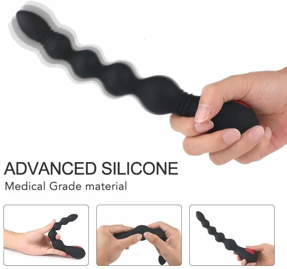 Вибратор Анальная пробка гибкий силиконовый 9 скоростей Водонепроницаемый