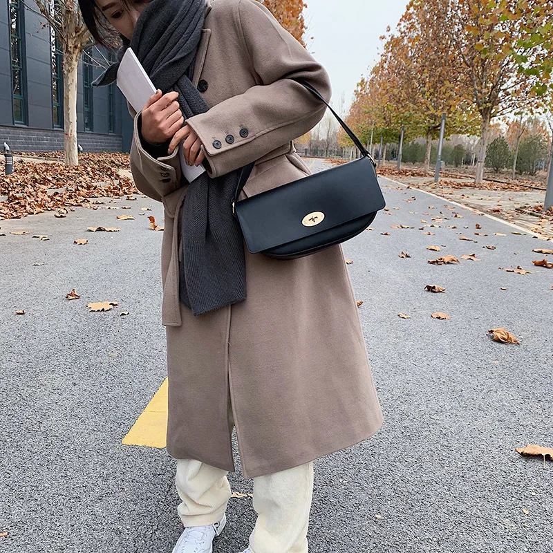 

Vintage Handbag Solid Color Crossbody Bag Designer Luxury Brand Small Messenger Bag Winter Leather Purses for Women 2021