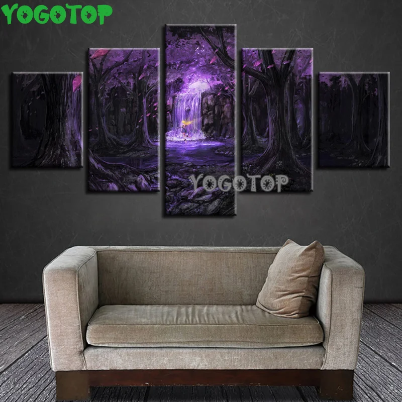 

Diamond embroidery 5 Pieces Purple Fantasy Forest Waterfall 5D DIY diamond Painting Full square Round mosaic Cross-Stitch ML1448