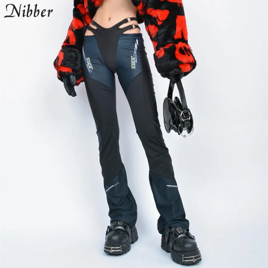 Nibber Letter Print Pencil Pants Women