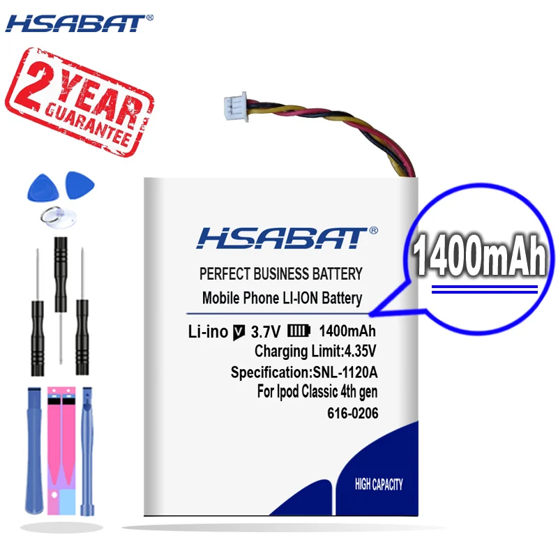Новое поступление [HSABAT] 1400 мАч 616-0206 сменный Аккумулятор 616-0183 для Ipod Classic 4-го