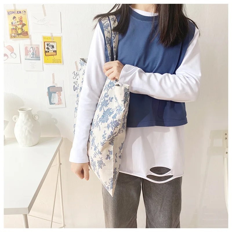 Маленькая свежая вместительная сумка на плечо сумки для покупок в Корейском