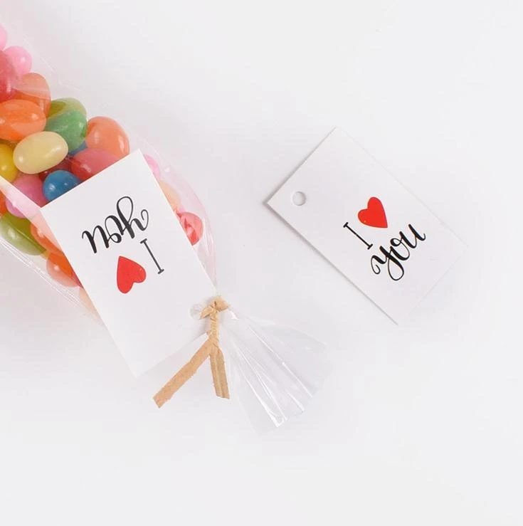 20 шт прозрачные пластиковые мешки для конфет с картой MercI Love You | Дом и сад