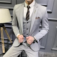 british style suits men stripe long sleeve slim blazer suits wedding busniess suits dress costumes homme jacket pants 3 pieces