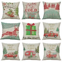 18 printing cushion cover christmas home decor gift cotton linen pillow case