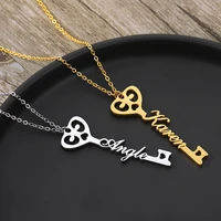 customized stainless steel name pendent necklace custom key name necklace personalized heart necklaces for women men gift bff