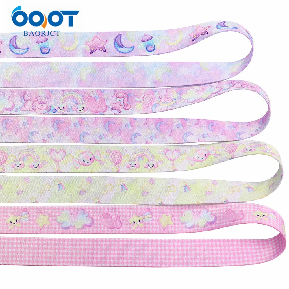 3/4 дюйма двухсторонняя Единорог нежный Цвета плотная лента 10 ярдов DIY Ошейник