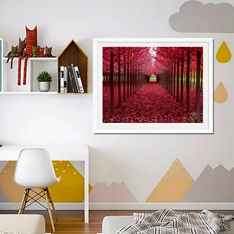 Романтический цветок Алмазная картина роща лесной пейзаж 5D DIY алмаз живопись