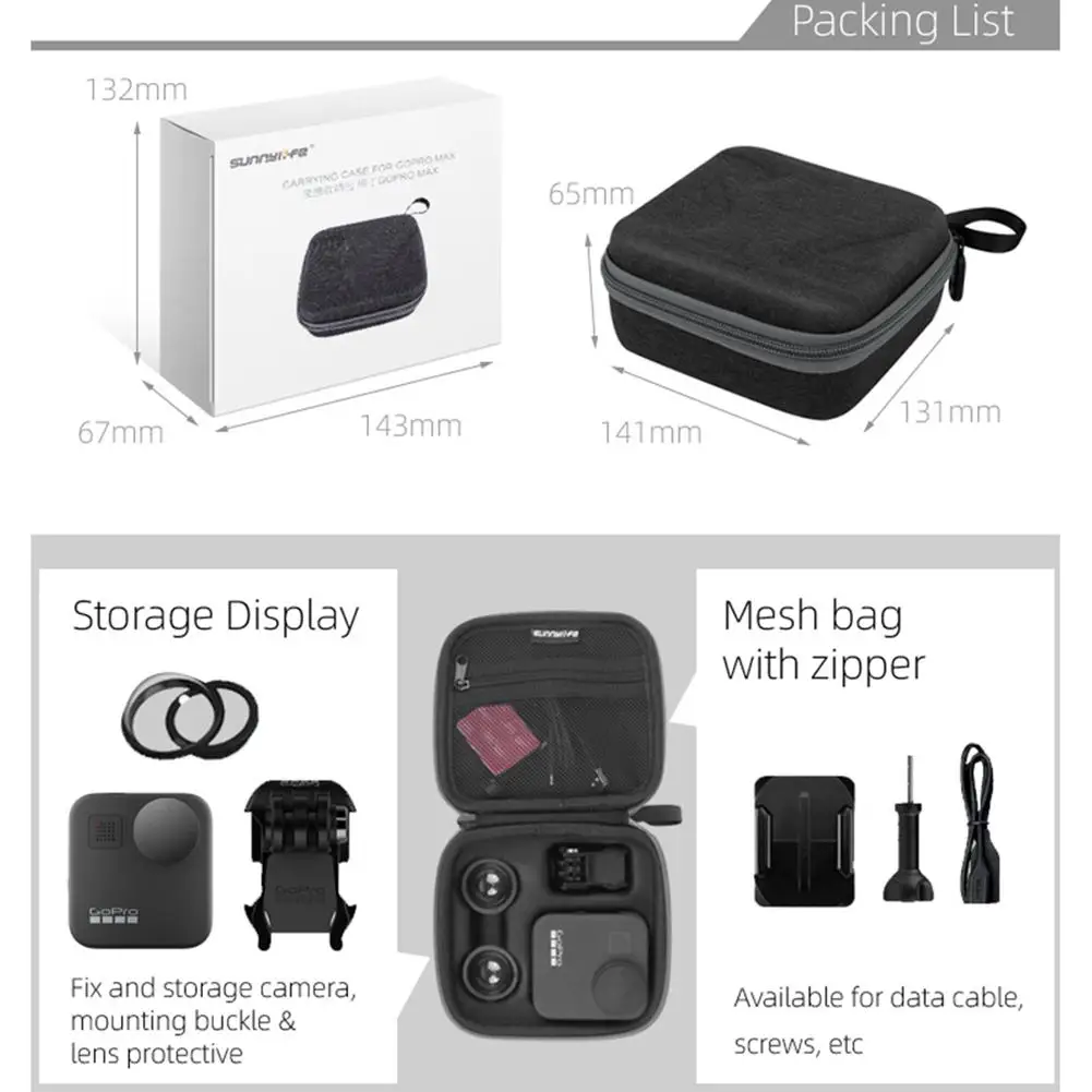BEESCLOVER сумка для хранения GoPro MAX camera Портативный чехол переноски Аксессуары r60 |
