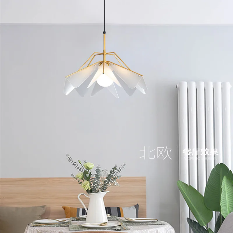 Еда люстра Северная Европа Личность Геометрическая спальня прикроватная лампа
