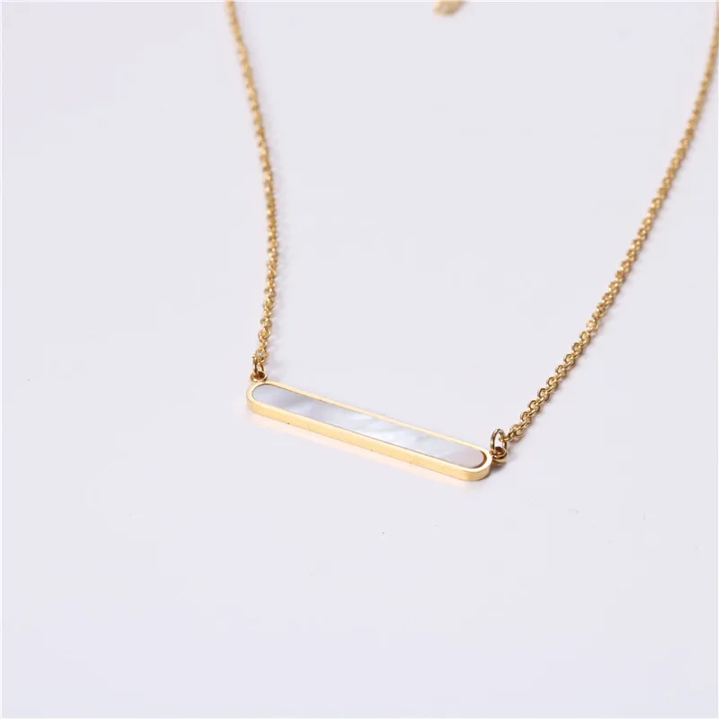 

High End PVD Finish Stainless Steel Jewelry Shell Bar Pendant Necklace For Women