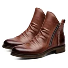 Мужские кожаные ботинки, удобные нескользящие повседневные Ботинки Martin, двухсторонняя молния, нескользящая подошва, рабочие мужские ботинки