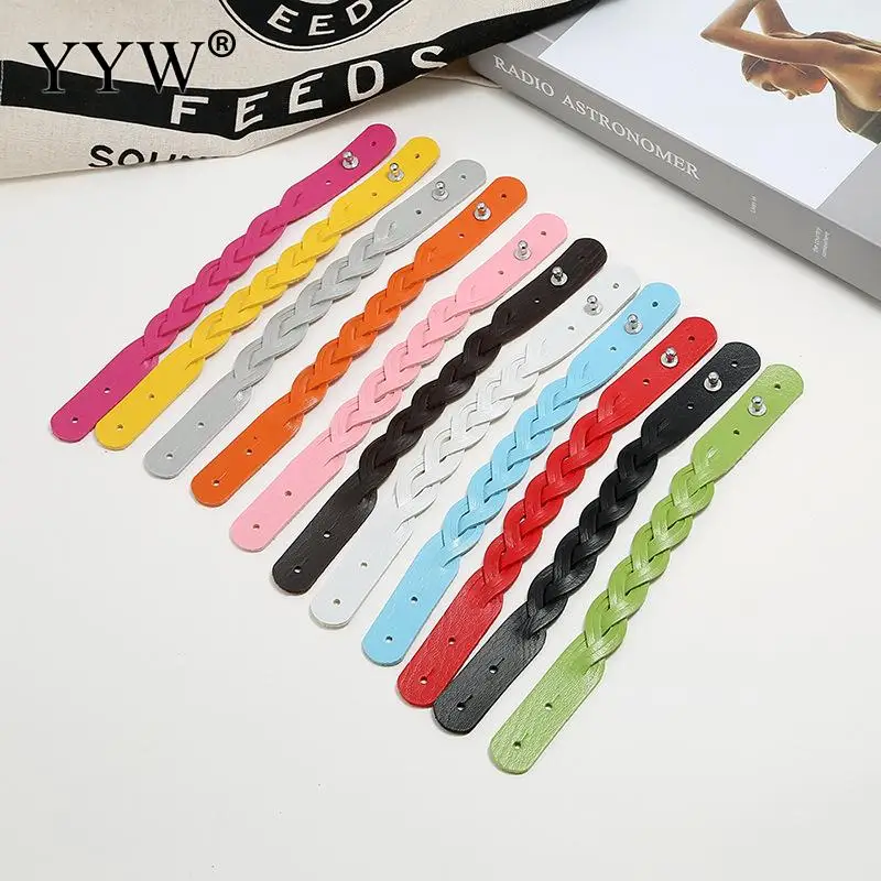 Женский кожаный браслет с кнопками из нержавеющей стали | Украшения и аксессуары