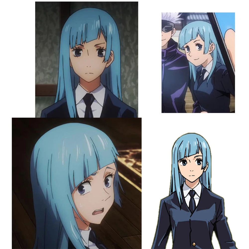 Парик Miwa Kasumi Cosplay Jujutsu Kaisen 70 см длинный прямой синий Xmas Wig Anime Wig Heat Resistant Synthetic.