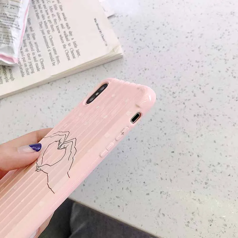 For iphone 6 6s 7 8 plus XR X XS Max Mobile Phone Cases Apple iphone7 Back Cover Cute Pink Love Heart Soft Protective Shell | Мобильные