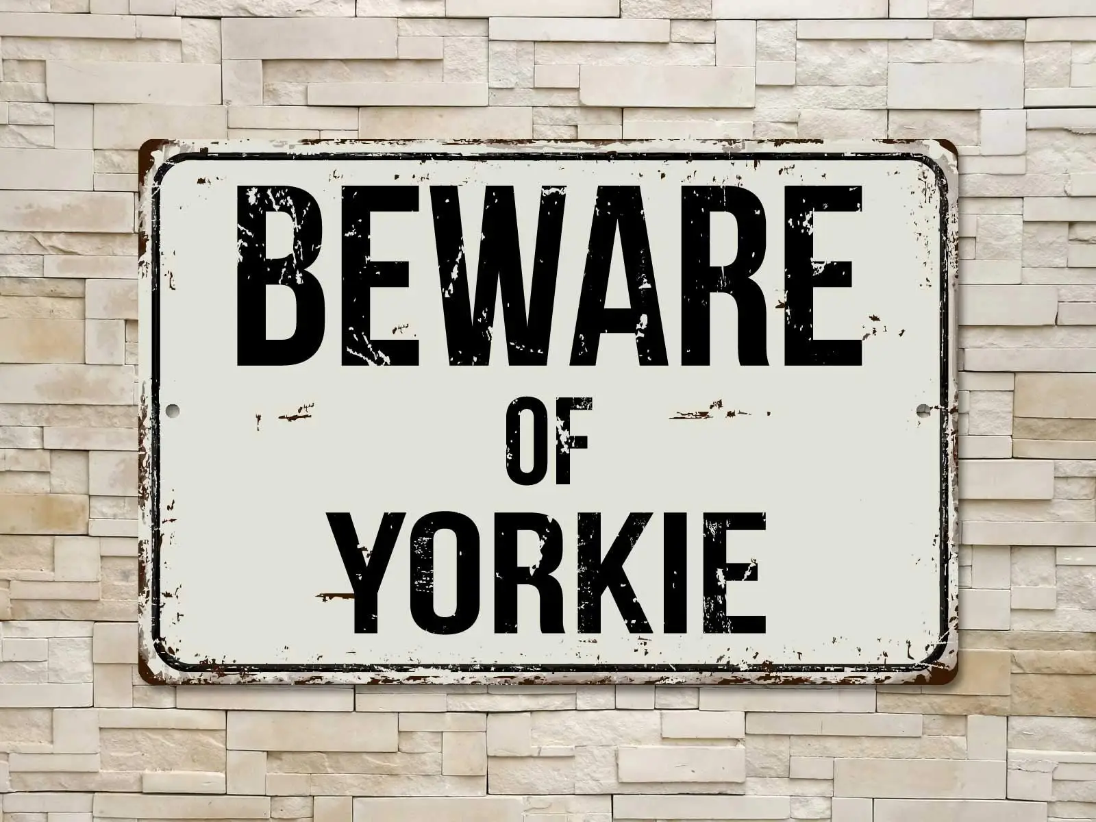 

Deerts 579VS Beware of Yorkie 8” x 12” Vintage Aluminum Retro Metal Sign